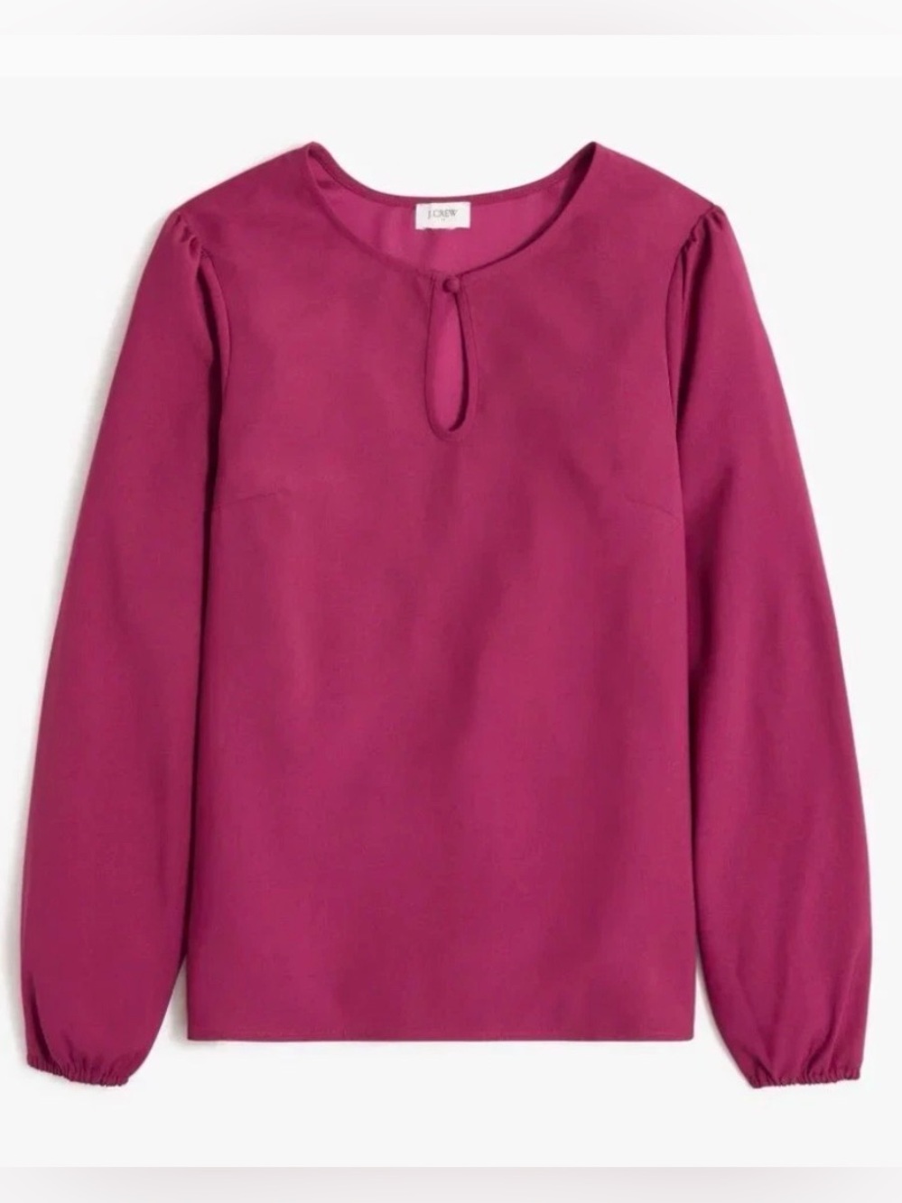J. Crew Women's Large Pink Berry Keyhole Long Sleeve Top